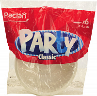Тарелка пластиковая Paclan Party для супа и салата, белая 185 мл., 6 шт.