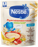 Каша Nestle Мультизлаковая Банан Земляника молочная дойпак, с 8 мес. 200 гр.