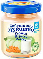 Пюре Бабушкино Лукошко Кабачок, морковь, молоко, с 6 мес., 100 гр.