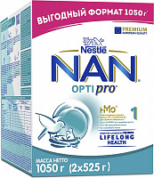 Смесь сухая молочная NAN 1 OPTIPRO, с рождения, 1050 гр. (2х525гр.)