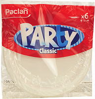 Тарелка пластиковая Paclan Party Classic PS белая, 230 мм, 6 шт.